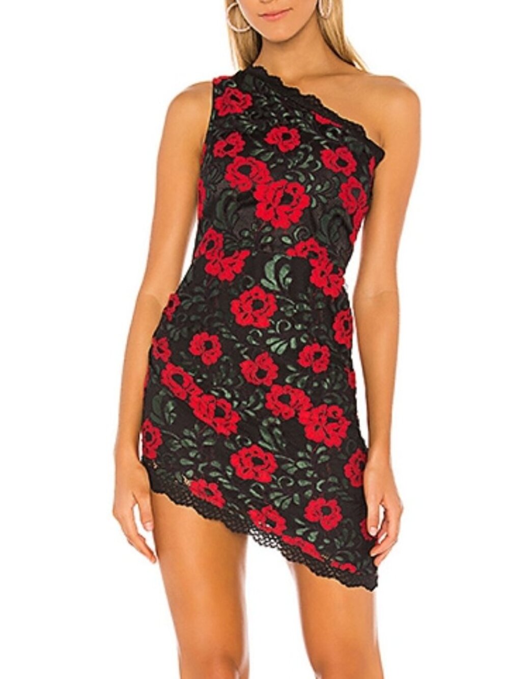 Lovers + Friends Jennings Lace One Shoulder Dress in Rose Garden